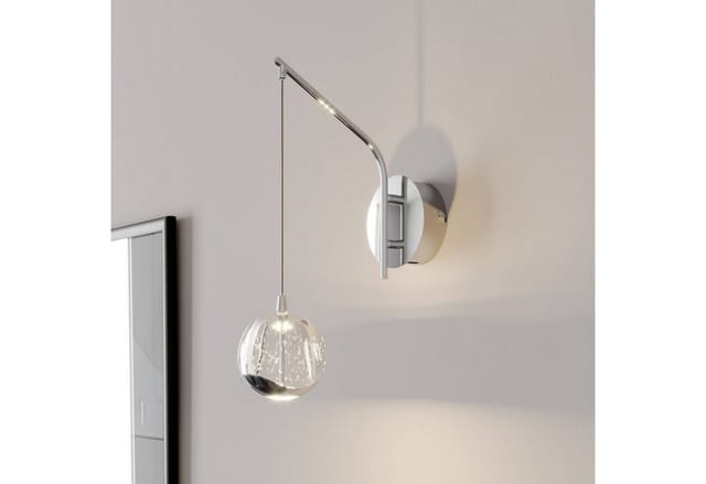Lucande LED Wandleuchte Wandlampe Innen Hayley 9624363 Modern in Transparent aus Glas 1-flammig Wohnzimmerleuchte