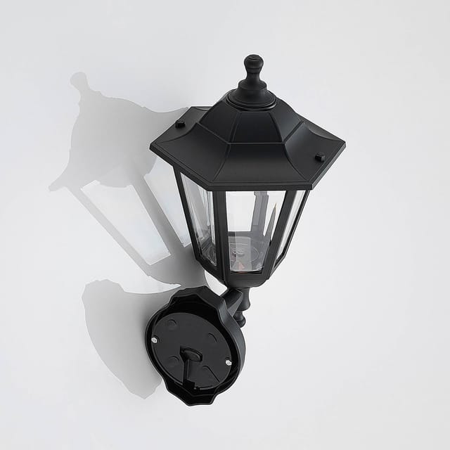 Lindby LED Wandleuchte Außen Iavo 9949026 Spritzwassergeschützt Retro Vintage Antik in Schwarz 1-flammig