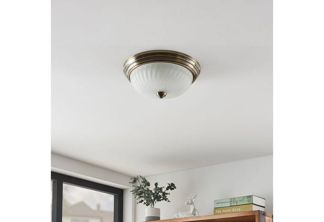 Lindby Deckenlampe Pakka 9626524 Retro Vintage Antik in Bronze 2-flammig E27 Wohnzimmerleuchte