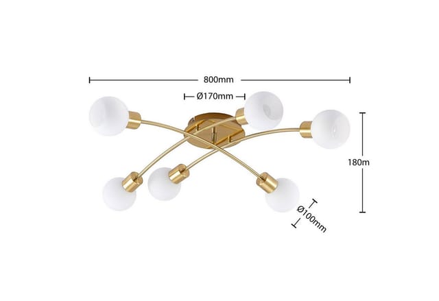 Lindby Deckenlampe Agmar 9626419 Modern in Gold Messing aus Metall 6-flammig E14 Wohnzimmerleuchte