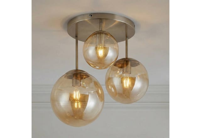 Lindby Deckenlampe Teeja 9628017 Modern in Creme aus Glas 3-flammig E27 Wohnzimmerleuchte