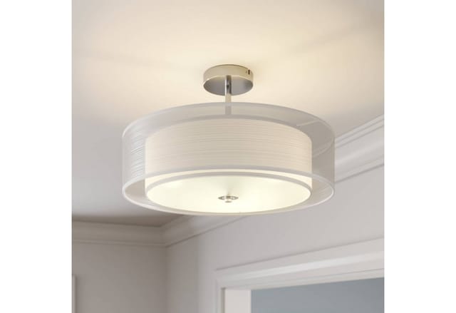 Lindby Deckenlampe Pikka 9620169 Modern in Weiß aus Textil 3-flammig E27 Wohnzimmerleuchte