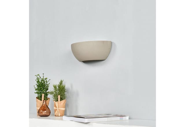 Lindby Beton Wandleuchte Wandlampe Innen Renata 9613058 Modern in Alu aus Beton 1-flammig E14 Flurleuchte