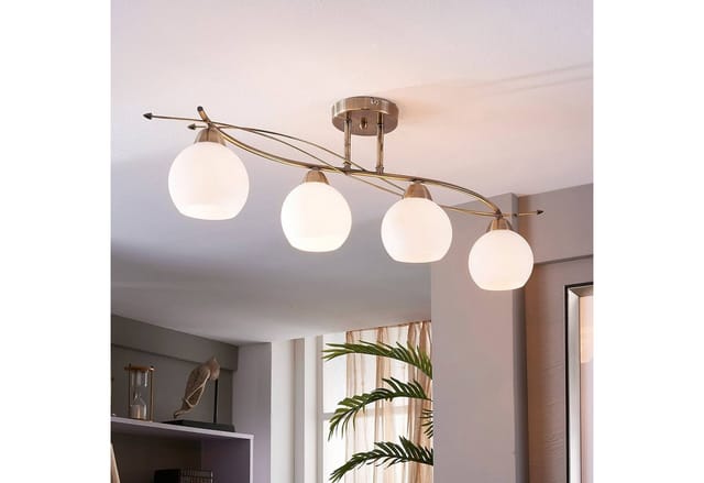 Lindby Deckenlampe Leanda 9620759 Modern in Bronze aus Glas 4-flammig E14 Wohnzimmerleuchte