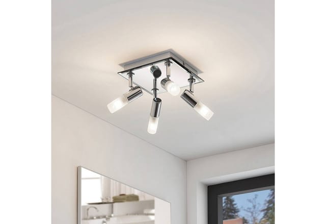 Lindby Deckenlampe Zela 9624386 Spritzwassergeschützt Modern in Chrom aus Metall 4-flammig G9 Badezimmerleuchte