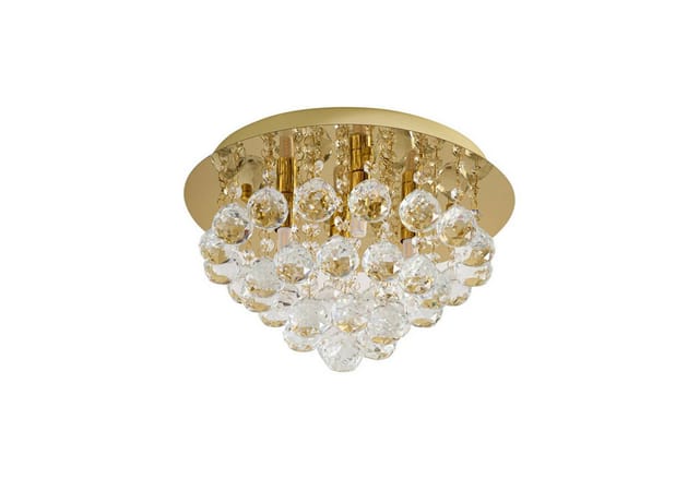 Lindby Deckenlampe Gillion 9626871 Design Modern in Gold Messing aus Kristall 4-flammig G9 Wohnzimmerleuchte