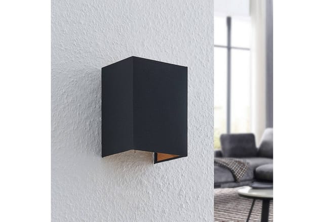 Lindby Wandleuchte Wandlampe Innen Lukani 9627247 Modern in Schwarz aus Textil 1-flammig E27 Wohnzimmerleuchte