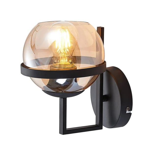 Lindby Wandleuchte Wandlampe Innen Marinka 9624895 Modern in Schwarz aus Metall 1-flammig E27 Wohnzimmerleuchte