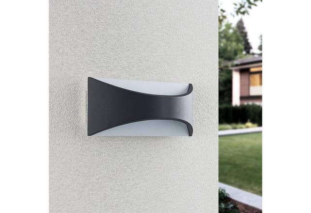 Lindby LED Wandleuchte Außen Mathea 9915001 Modern in Schwarz aus Aluminium 1-flammig
