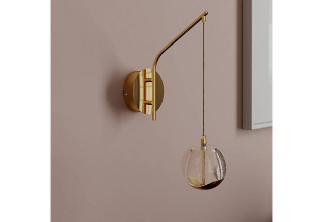 Lucande LED Wandleuchte Wandlampe Innen Hayley 9624364 Modern in Transparent aus Glas 1-flammig Wohnzimmerleuchte