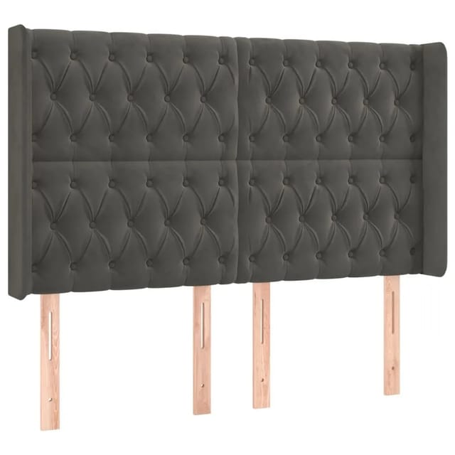 vidaXL LED Kopfteil Dunkelgrau 147x16x118/128 cm Samt 3124433