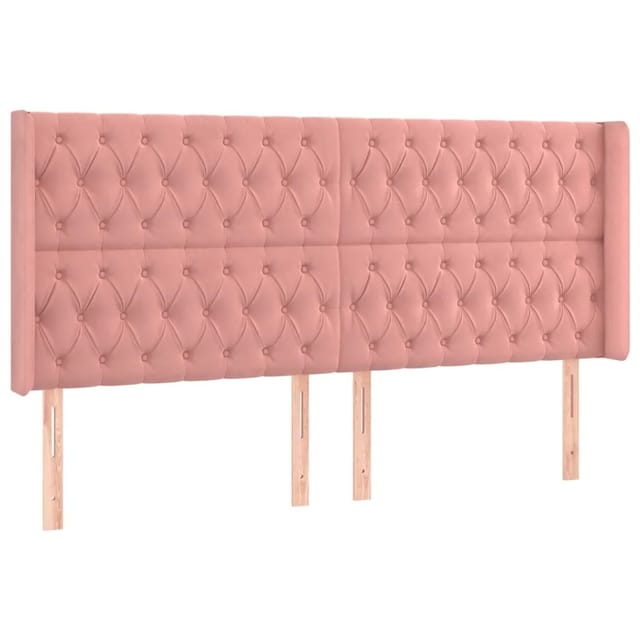 vidaXL LED Kopfteil Rosa 203x16x118/128 cm Samt 3124455