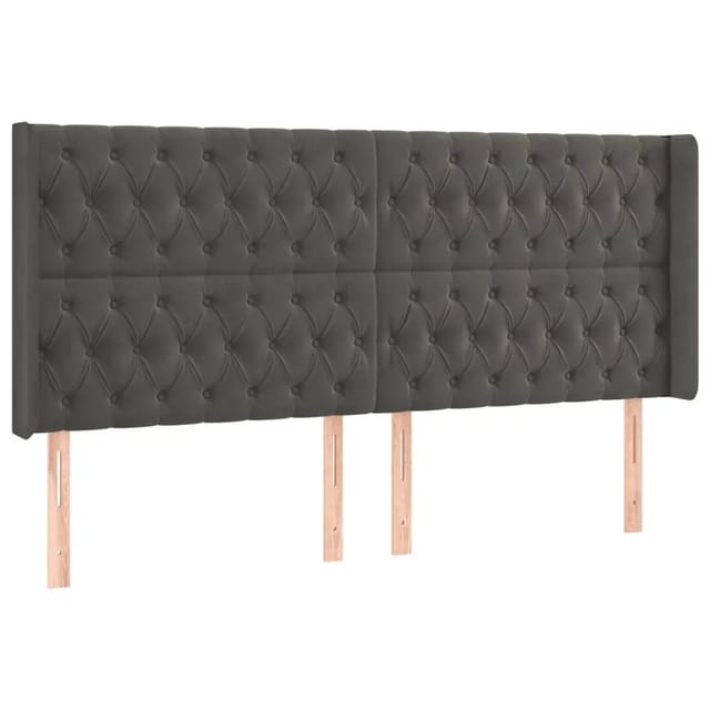 vidaXL LED Kopfteil Dunkelgrau 183x16x118/128 cm Samt 3124445