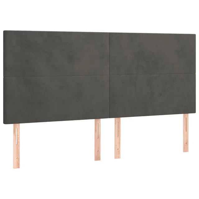 vidaXL LED Kopfteil Dunkelgrau 200x5x118/128 cm Samt 3122211