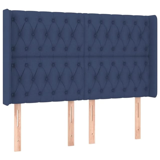 vidaXL LED Kopfteil Blau 163x16x118/128 cm Stoff 3124396