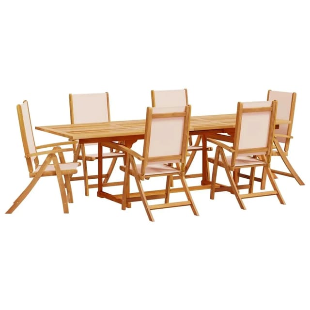 vidaXL 7-Tlg Garten-Essgruppe Massivholz Akazie und Textilene 3279278