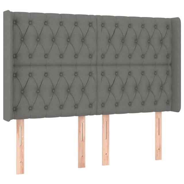 vidaXL LED Kopfteil Dunkelgrau 163x16x118/128 cm Stoff 3124391