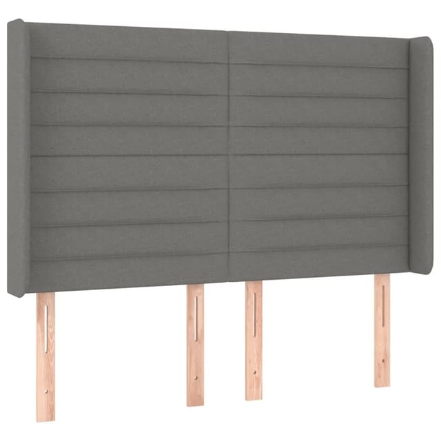 vidaXL LED Kopfteil Dunkelgrau 147x16x118/128 cm Stoff 3124187