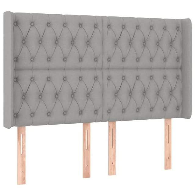 vidaXL LED Kopfteil Hellgrau 147x16x118/128 cm Stoff 3124382