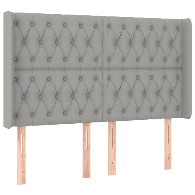 vidaXL LED Kopfteil Hellgrau 163x16x118/128 cm Stoff 3124390