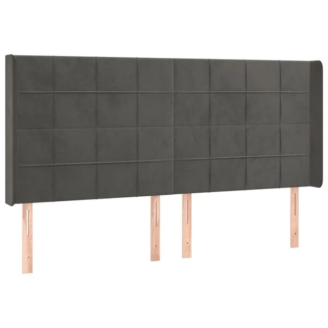 vidaXL LED Kopfteil Dunkelgrau 183x16x118/128 cm Samt 3124109