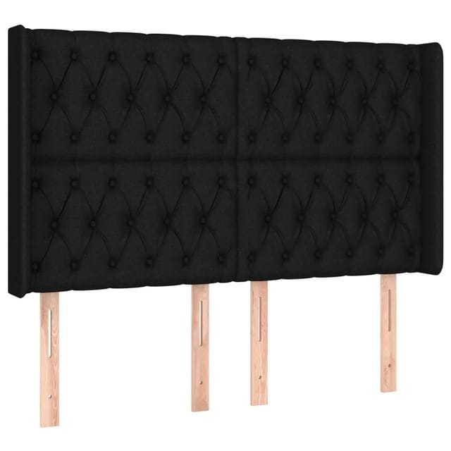 vidaXL LED Kopfteil Schwarz 163x16x118/128 cm Stoff 3124392