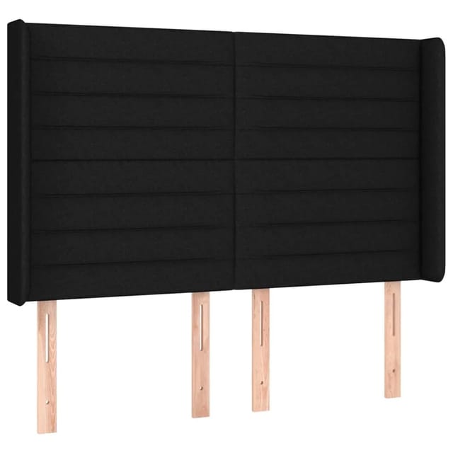 vidaXL LED Kopfteil Schwarz 147x16x118/128 cm Stoff 3124188