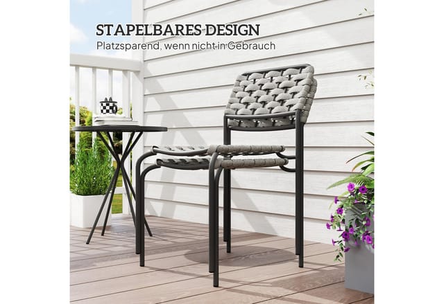Outsunny Balkonmöbel Set Stahl Polyester 46L x 60B x 80H cm Grau