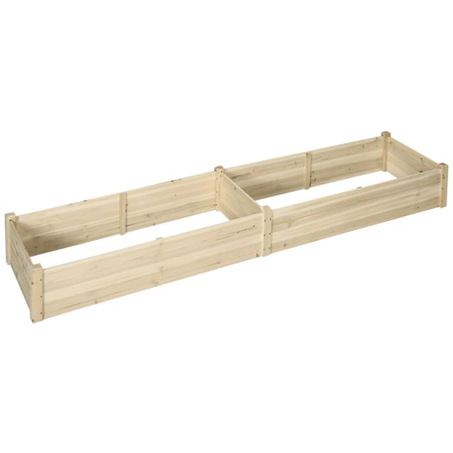 Outsunny Blumenkasten 2 Pflanzbereiche Tannenholz 244L x 61 5B x 27H cm Naturholz