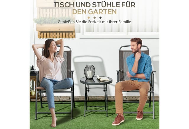 Outsunny Gartenmöbel-Set 3-teilig Metall Netzstoff 53 5L x 64B x 93H cm Braun