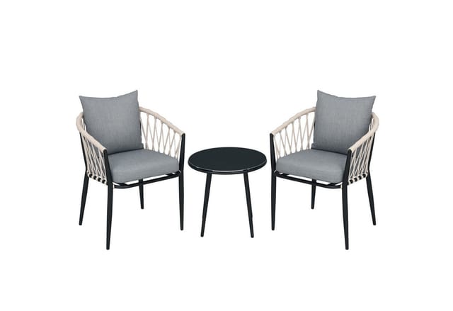 Outsunny Gartenmöbel-Set Stahl Polyester Hartglas 57L x 60B x 75H cm Grau