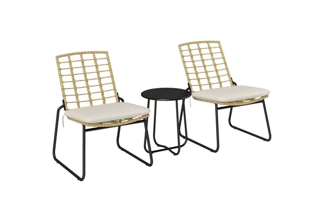 Outsunny Balkonmöbel Set Stahl PE-Rattan 56L x 67B x 78H cm Beige