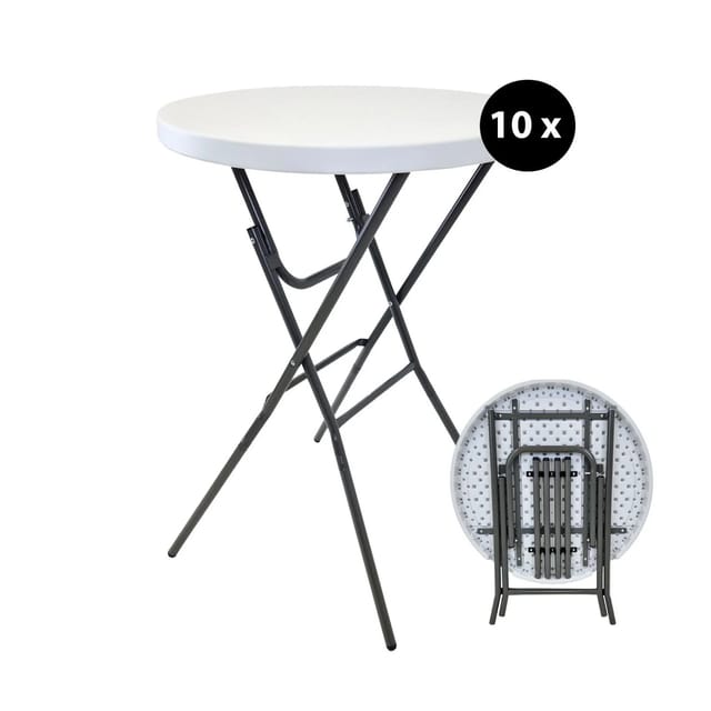TRUTZHOLM 10x Stehtisch Klappbar Durchmesser 80cm Tischplatte Höhe 110cm Weiß