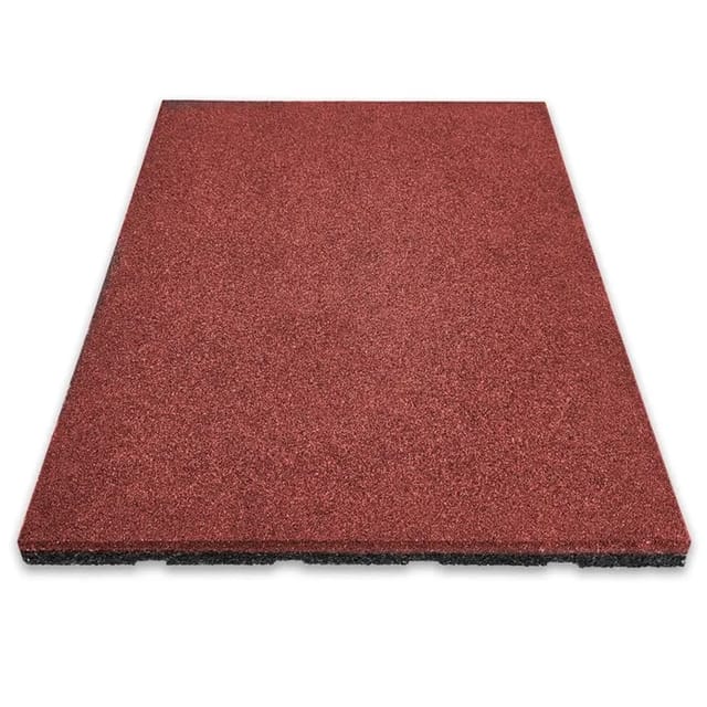 Floordirekt Fallschutzmatte Elastikmatte Fallschutzplatte mit Drainage 50 x 50 x 3,5 cm Rot