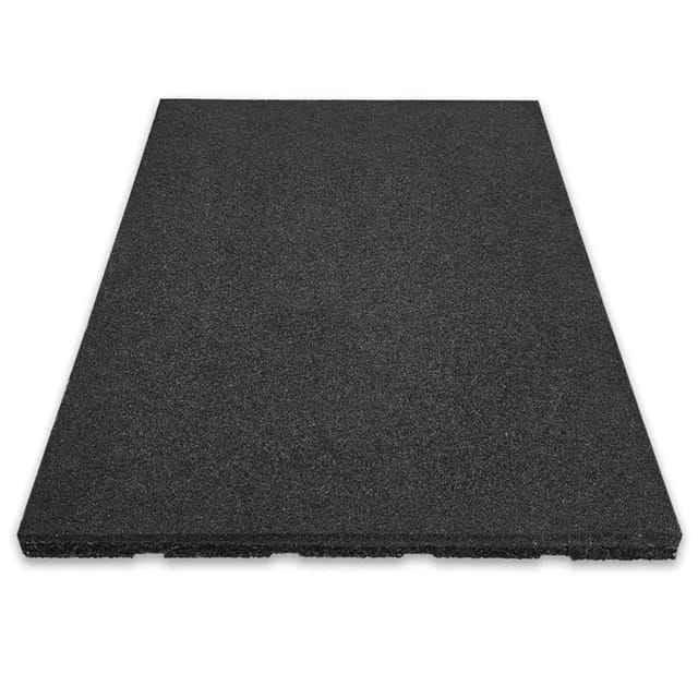 Floordirekt Fallschutzmatte Elastikmatte Fallschutzplatte mit Drainage 50 x 50 x 2,5 cm Schwarz