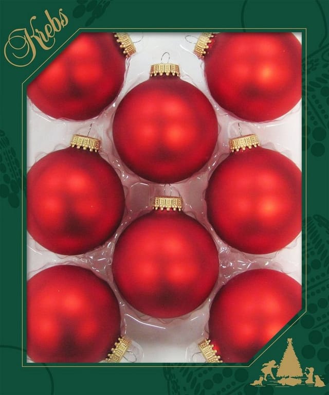 Krebs Glas Lauscha GmbH Christbaumkugeln Weihnachtskugeln Glas Ø 7 cm 8 Stück feuerrot matt