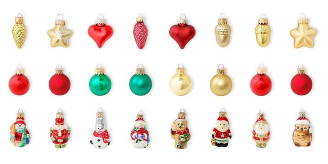 Krebs Glas Lauscha GmbH Christbaumschmuck Glas Mini-Adventskalender 3 cm 24 Anhänger