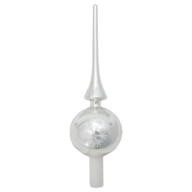 Krebs Glas Lauscha GmbH Christbaumschmuck Christbaumspitze Glas Ø 7 x 28 cm Silber Glänzend
