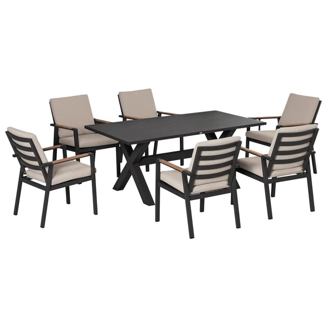 Outsunny Sitzgruppe Aluminium Kunststoffholz Polyester 175L x 92B x 73H cm Grau