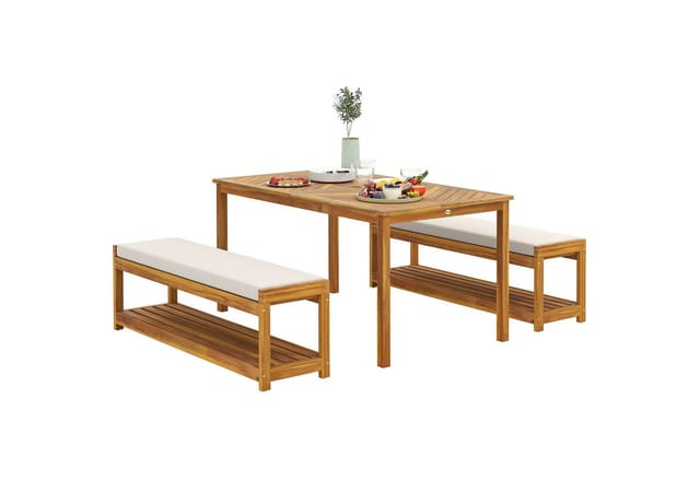Outsunny Gartenmöbel-Set Akazienholz Polyester 150L x 85B x 75H cm Teak