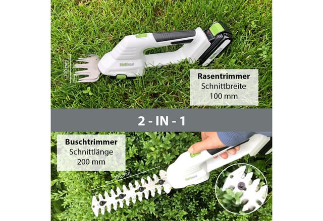 TRUTZHOLM Akku Rasentrimmer 20V 2in1 mit 2Ah Akku 10 cm Grasklinge und 20 cm Strauchklinge