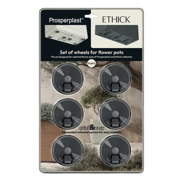 Prosperplast Räder-Set für Blumentöpfe Dlof & Ethick Schwarz 6 Stück