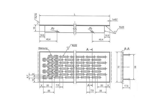 SOTECH Lüftungsgitter Lochung Oval 250 mm Edelstahloptik