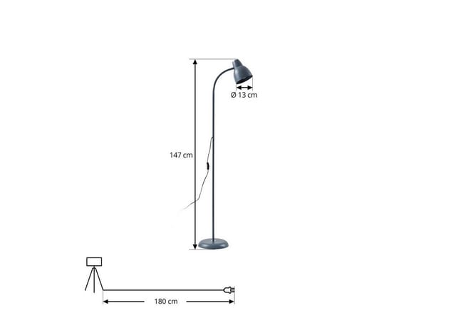 Lindby Stehlampe Tebbi 10030603 in Alu aus Metall 1-flammig E27 Wohnzimmerleuchte