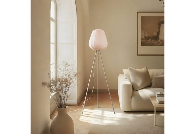Lindby Tripod Stehlampe Helin 10030930 Skandinavisch in Creme aus Textil 1-flammig E27 Wohnzimmerleuchte