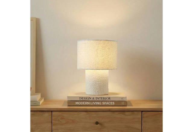 Lindby Tischlampe Jone Modern in Weiß aus Textil 1-flammig E27 Wohnzimmerleuchte