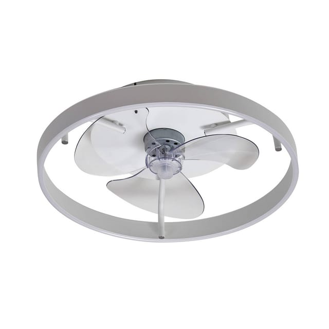 Lindby LED Deckenventilator mit Lampe Momitu 10022129 Dimmbar Leselampe Modern in Weiß aus Aluminium Wohnzimmerleuchte