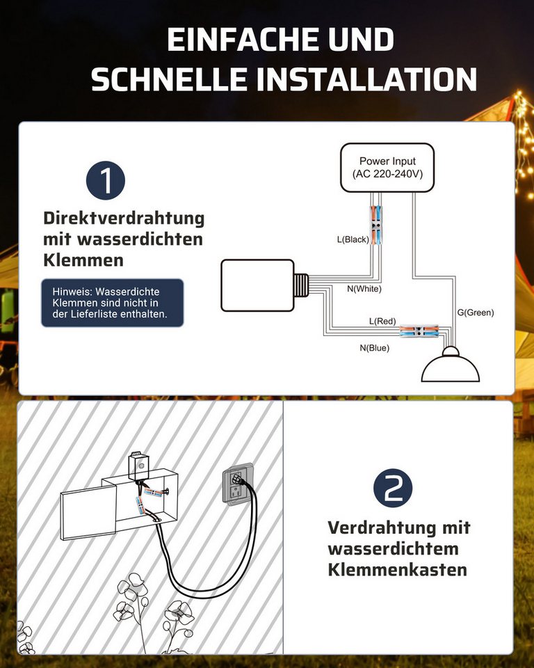 Dewenwils - Funkschalter-set Für Außen 230v, Ip65 Wasserdicht, 2 × Funksender, Schwarz
