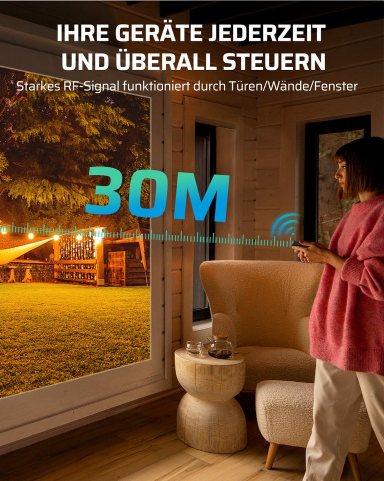 Dewenwils - Funkschalter-set Für Außen 230v, Ip65 Wasserdicht, 2 × Funksender, Schwarz Bild 3