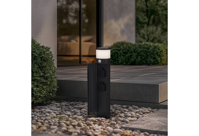 Lucande Außenleuchte Corban 10038253 mit Bewegungsmelder Spritzwassergeschützt Modern in Schwarz aus Aluminium 1-flammig G9